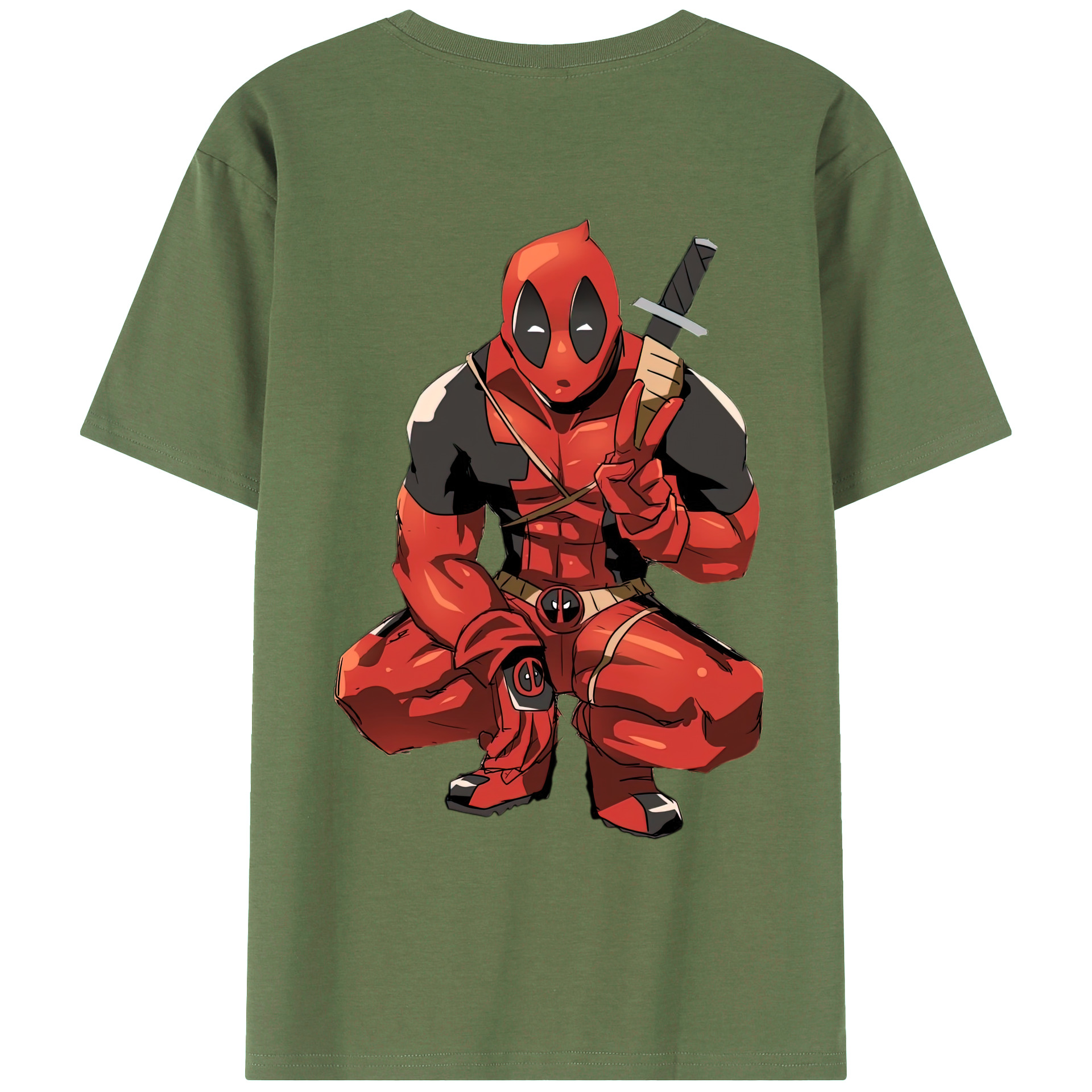 （画像用） Deadpool デッドプール 綿100％ メンズ半袖Tシャツ（バックプリント） 通気性